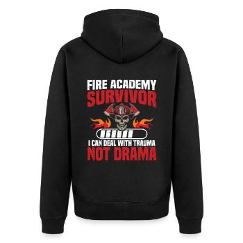 Überlebende Der Feuerakademie Ich Kann Mit Trauma - Unisex Premium Bio Zip Hoodie - Schwarz - Hinten - Nico (187cm)