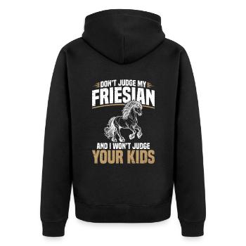 Ne juge pas mon frison et je le ferai - Veste à capuche bio Premium Unisexe - noir - Dos - Nico (187cm)
