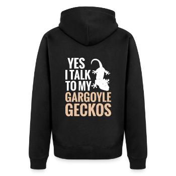 Ja, Ich Spreche Mit Meinem Gargoyle Geckos - Unisex Premium Bio Zip Hoodie - Schwarz - Hinten - Nico (187cm)