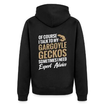 Natürlich Spreche Ich Manchmal Mit Meinem - Unisex Premium Bio Zip Hoodie - Schwarz - Hinten - Nico (187cm)