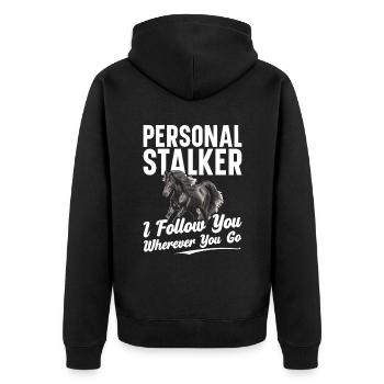 Personal stalker Je vous suis partout où vous allez - Veste à capuche bio Premium Unisexe - noir - Dos - Nico (187cm)