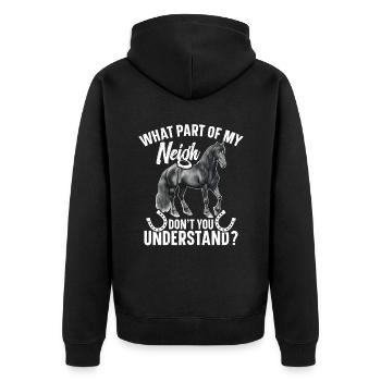 Welchen Teil Meines Nachbarn Verstehen Sie Nicht? - Unisex Premium Bio Zip Hoodie - Schwarz - Hinten - Nico (187cm)
