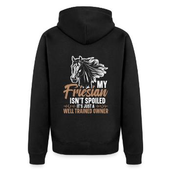 Mein Friesian Ist Nicht Verwöhnt, Es Ist Nur Ein - Unisex Premium Bio Zip Hoodie - Schwarz - Hinten - Nico (187cm)