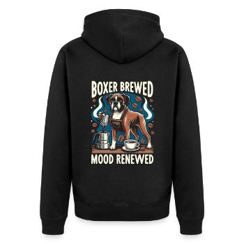 Boxer Brewed Mood Renewed Caffeine Lover Dog - Unisex Premium Organic Zip Hoodie - black - Back - Nico (187cm)