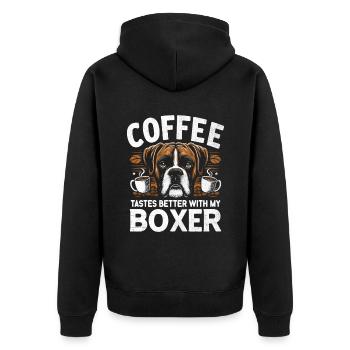Coffee Tastes Better With My Boxer Caffeine Lover - Unisex Premium Organic Zip Hoodie - black - Back - Nico (187cm)