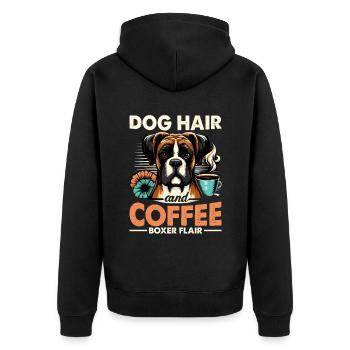 Dog Hair And Coffee Boxer Flair Caffeine Lover - Unisex Premium Organic Zip Hoodie - black - Back - Nico (187cm)