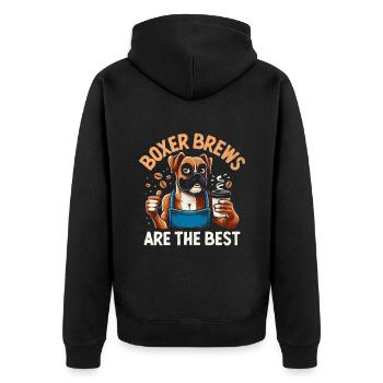 Boxer Brews Are The Best Caffeine Lover Dog Boxers - Unisex Premium Organic Zip Hoodie - black - Back - Nico (187cm)