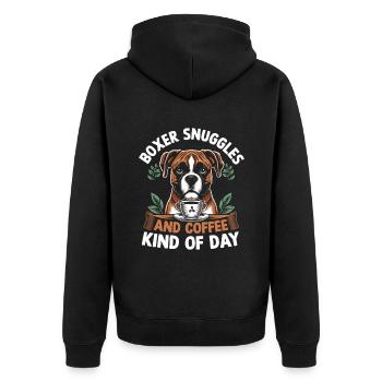 Boxer Câlins Et Café Type De Jour Caféine Chien - Veste à capuche bio Premium Unisexe - noir - Dos - Nico (187cm)