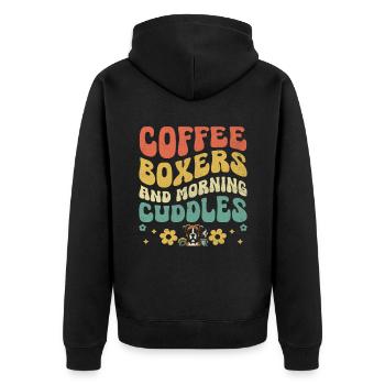 Coffee Boxers And Morning Cuddles Caffeine Lover - Unisex Premium Organic Zip Hoodie - black - Back - Nico (187cm)