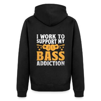 Je travaille pour soutenir mon addiction à la basse Bassiste - Veste à capuche bio Premium Unisexe - noir - Dos - Nico (187cm)