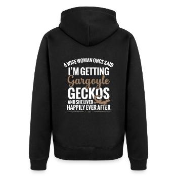 A wise woman once said, "I get - Unisex Premium Organic Zip Hoodie - black - Back - Nico (187cm)