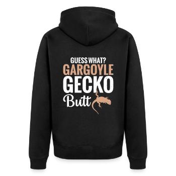 Erraten Sie, Was? Gargoyle Gecko Butt - Unisex Premium Bio Zip Hoodie - Schwarz - Hinten - Nico (187cm)