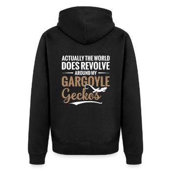 Eigentlich Dreht Sich Die Welt Um Meinen - Unisex Premium Bio Zip Hoodie - Schwarz - Hinten - Nico (187cm)