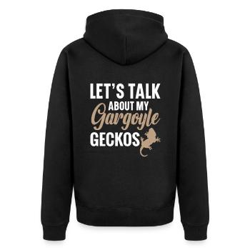 Let's talk about my water reservoir geckos - Unisex Premium Organic Zip Hoodie - black - Back - Nico (187cm)
