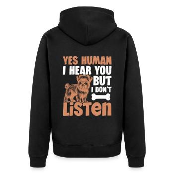 Chien mec je t’entends, mais je n’entends pas - Veste à capuche bio Premium Unisexe - noir - Dos - Nico (187cm)