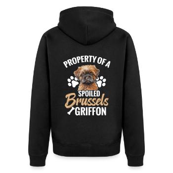 Eigentum Eines Verwöhnten Brüsseler Griffon - Unisex Premium Bio Zip Hoodie - Schwarz - Hinten - Nico (187cm)