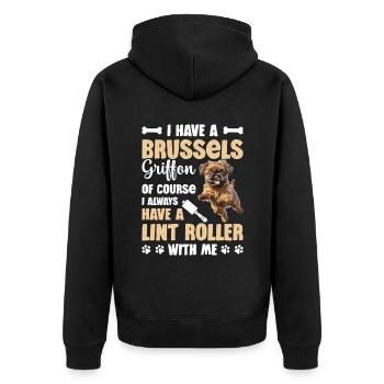 Ich Habe Einen Brüsseler Griffon Natürlich Immer - Unisex Premium Bio Zip Hoodie - Schwarz - Hinten - Nico (187cm)