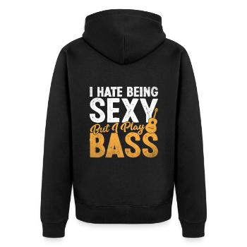 I Hate Being Sexy But I Play Bass Guitar Player - Unisex Premium Organic Zip Hoodie - black - Back - Nico (187cm)