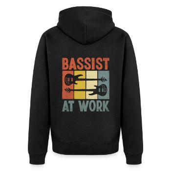 Bassist bei der Arbeit Bassist Bassist Musiker - Unisex Premium Bio Zip Hoodie - Schwarz - Hinten - Nico (187cm)