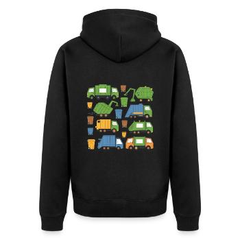 Garbage Collector Trucks Trash Collecting Waste - Unisex Premium Organic Zip Hoodie - black - Back - Nico (187cm)