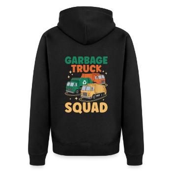 Müllwagen Squad Müllsammler Sammeln - Unisex Premium Bio Zip Hoodie - Schwarz - Hinten - Nico (187cm)