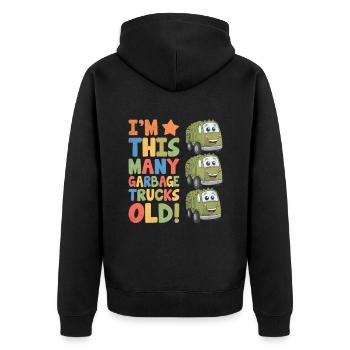 I'm This Many Garbage Trucks Old 3 Years Old - Unisex Premium Organic Zip Hoodie - black - Back - Nico (187cm)