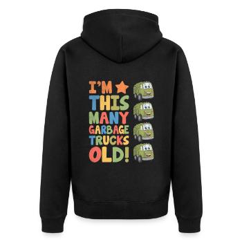 I'm This Many Garbage Trucks Old 4 Years Old - Unisex Premium Organic Zip Hoodie - black - Back - Nico (187cm)