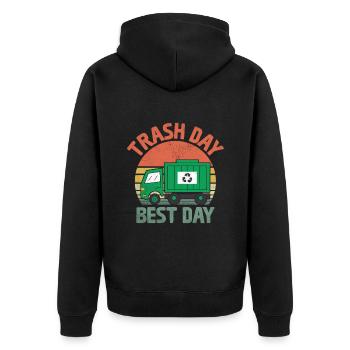 Retro Trash Day Best Day Trash Collector Garbage - Unisex Premium Organic Zip Hoodie - black - Back - Nico (187cm)