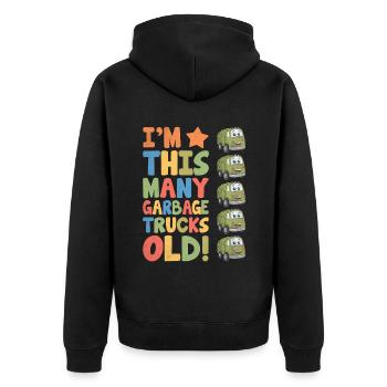 Ich bin so viele Müllwagen alt 5 Jahre alt - Unisex Premium Bio Zip Hoodie - Schwarz - Hinten - Nico (187cm)