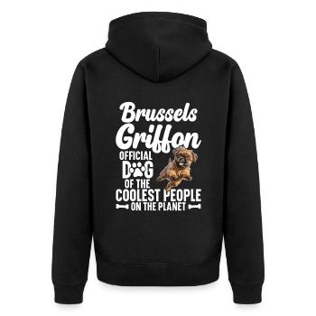 Brüssel Griffon Offizieller Hund Der Coolsten - Unisex Premium Bio Zip Hoodie - Schwarz - Hinten - Nico (187cm)