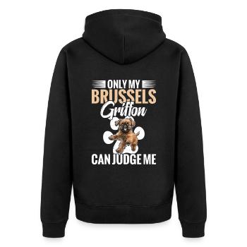 Nur Mein Brüsseler Griffon Kann Mich Beurteilen - Unisex Premium Bio Zip Hoodie - Schwarz - Hinten - Nico (187cm)