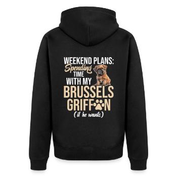 Weekend Plans: Time with my Brussels Grif - Unisex Premium Organic Zip Hoodie - black - Back - Nico (187cm)