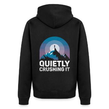 Quietly Crushing It Sayings For Introverts - Unisex Premium Organic Zip Hoodie - black - Back - Nico (187cm)