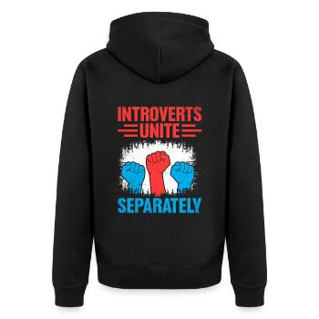 Les introvertis s’unissent séparément Dictons pour les introvertis - Veste à capuche bio Premium Unisexe - noir - Dos - Nico (187cm)