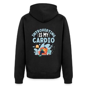 L’introvertissement est mon dicton cardio pour les introvertis - Veste à capuche bio Premium Unisexe - noir - Dos - Nico (187cm)