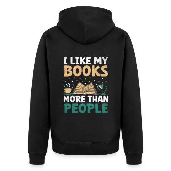 J’aime mes livres plus que les gens qui disent pour - Veste à capuche bio Premium Unisexe - noir - Dos - Nico (187cm)