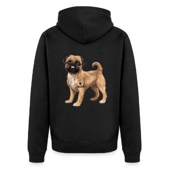 Zu Hause Ist Mein Brüsseler Griffon - Unisex Premium Bio Zip Hoodie - Schwarz - Hinten - Nico (187cm)