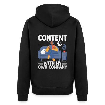 Content With My Own Company Sayings For Introverts - Unisex Premium Organic Zip Hoodie - black - Back - Nico (187cm)