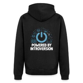 Propulsé par des dictons d’introversion pour les introvertis - Veste à capuche bio Premium Unisexe - noir - Dos - Nico (187cm)