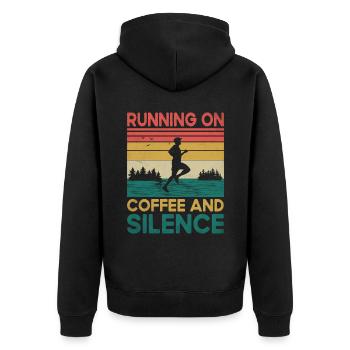 Courir sur le café et le silence Dictons pour - Veste à capuche bio Premium Unisexe - noir - Dos - Nico (187cm)