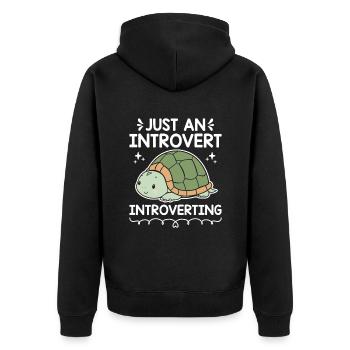 JUSTE UN INTROVERTI INTROVERTI Dictons pour - Veste à capuche bio Premium Unisexe - noir - Dos - Nico (187cm)