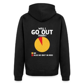 Werde ich heute ausgehen Sprüche für Introvertierte - Unisex Premium Bio Zip Hoodie - Schwarz - Hinten - Nico (187cm)
