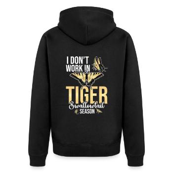 Je ne travaille pas pendant la saison du machaon tigré - Veste à capuche bio Premium Unisexe - noir - Dos - Nico (187cm)