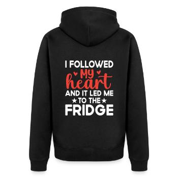 I Followed My Heart And It Led Me To The Fridge - Unisex Premium Organic Zip Hoodie - black - Back - Nico (187cm)