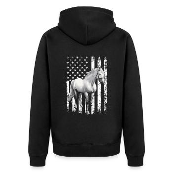 Ich Liebe Meinen Percheron An Die Scheune Und - Unisex Premium Bio Zip Hoodie - Schwarz - Hinten - Nico (187cm)