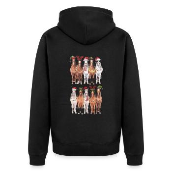 Percheron Pferde Mit Weihnachtshüte - Unisex Premium Bio Zip Hoodie - Schwarz - Hinten - Nico (187cm)