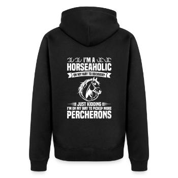 Ich Bin Ein Heiterehältig Auf Meinem Weg Zur - Unisex Premium Bio Zip Hoodie - Schwarz - Hinten - Nico (187cm)