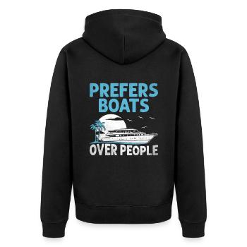 Bevorzugt Boote gegenüber Menschen Paddelboot - Unisex Premium Bio Zip Hoodie - Schwarz - Hinten - Nico (187cm)