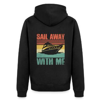 Sail Away With Me Paddle Boat - Unisex Premium Organic Zip Hoodie - black - Back - Nico (187cm)