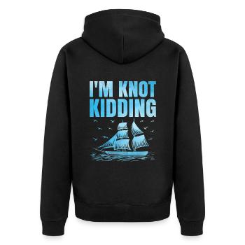 Ich mache Witze mit dem Paddelboot - Unisex Premium Bio Zip Hoodie - Schwarz - Hinten - Nico (187cm)